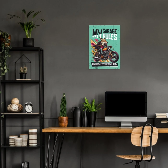 Poster metal my garage fox gift