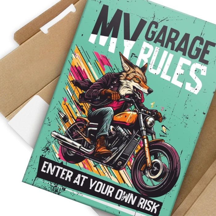 Poster metal my garage fox gift