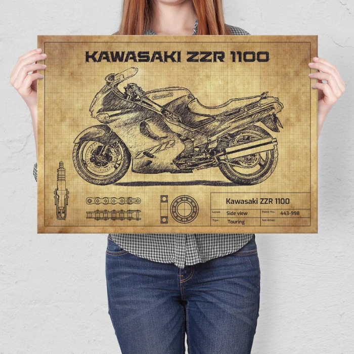 Plakat metalowy Kawasaki ZZR1100 Prezent