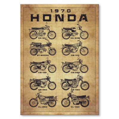 Poster metal honda models 1970 gift