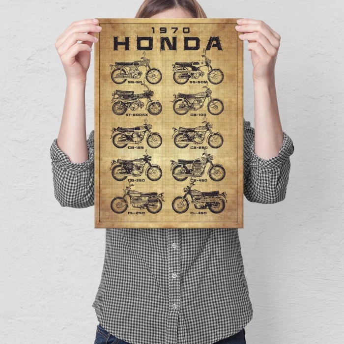 Poster metal honda models 1970 gift