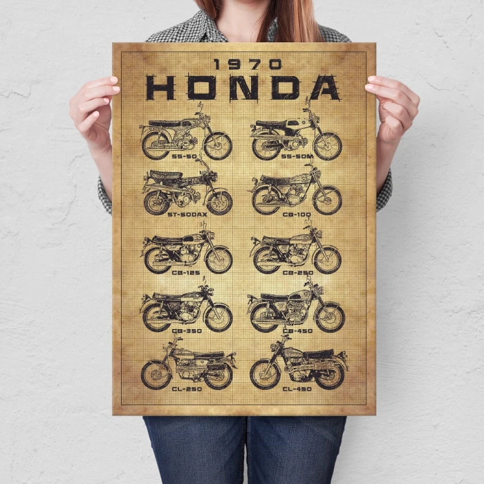 Poster metal honda models 1970 gift