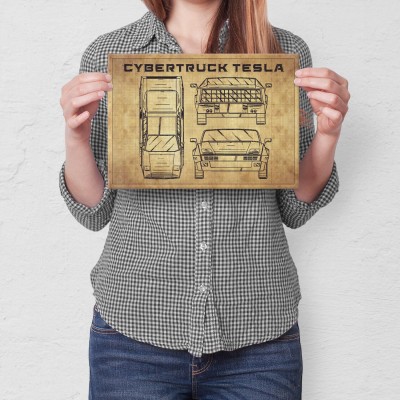 Poster metal cybertruck tech gift