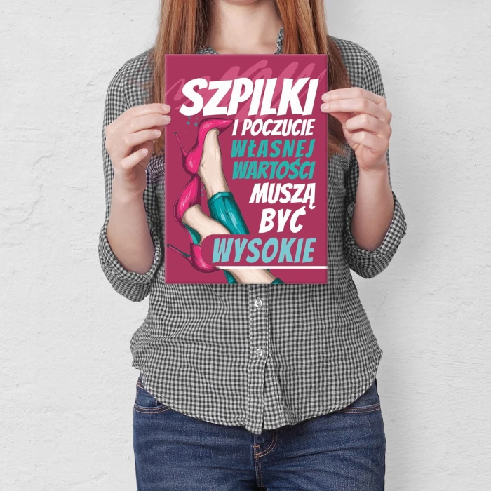 Plakat metalowy szpilki i poczucie wartości Prezent