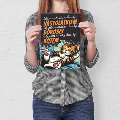 Plakat metalowy chcesz być kotem Prezent