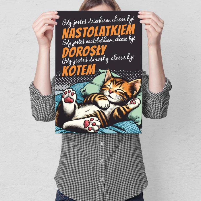 Plakat metalowy chcesz być kotem Prezent