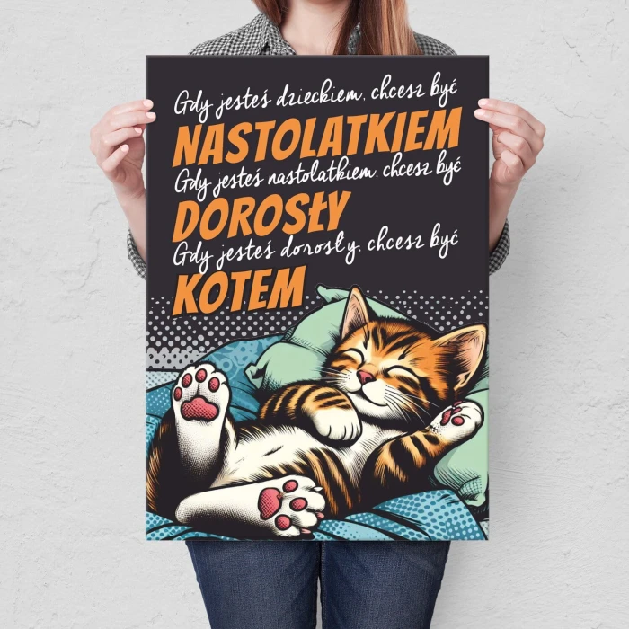 Plakat metalowy chcesz być kotem Prezent