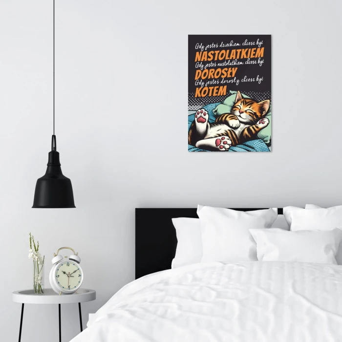 Plakat metalowy chcesz być kotem Prezent