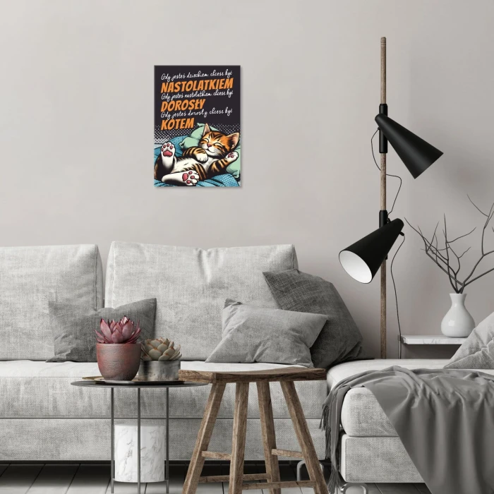 Plakat metalowy chcesz być kotem Prezent