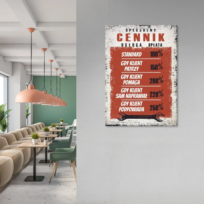 Plakat metalowy cennik specjalny Prezent
