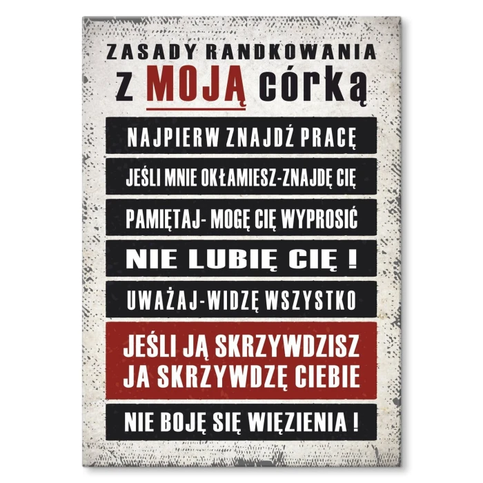 Poster metal zasady randkowania gift