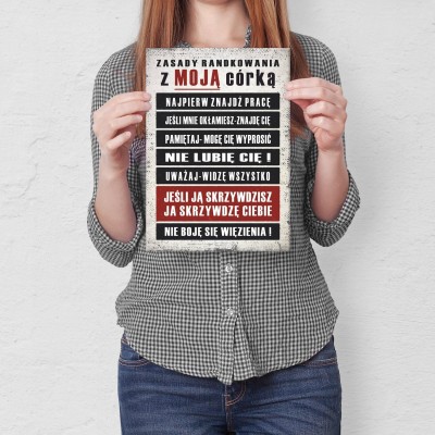 Plakat metalowy zasady randkowania Prezent
