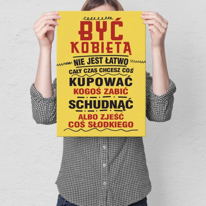 Plakat metalowy być kobietą Prezent