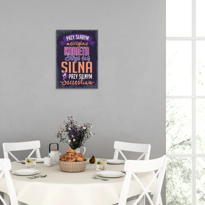 Plakat metalowy silna i szczęśliwa Prezent