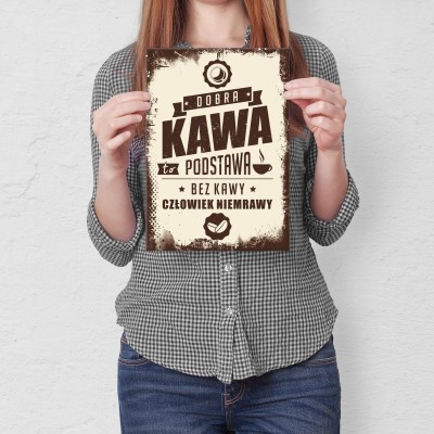 Poster metal kawa podstawa gift
