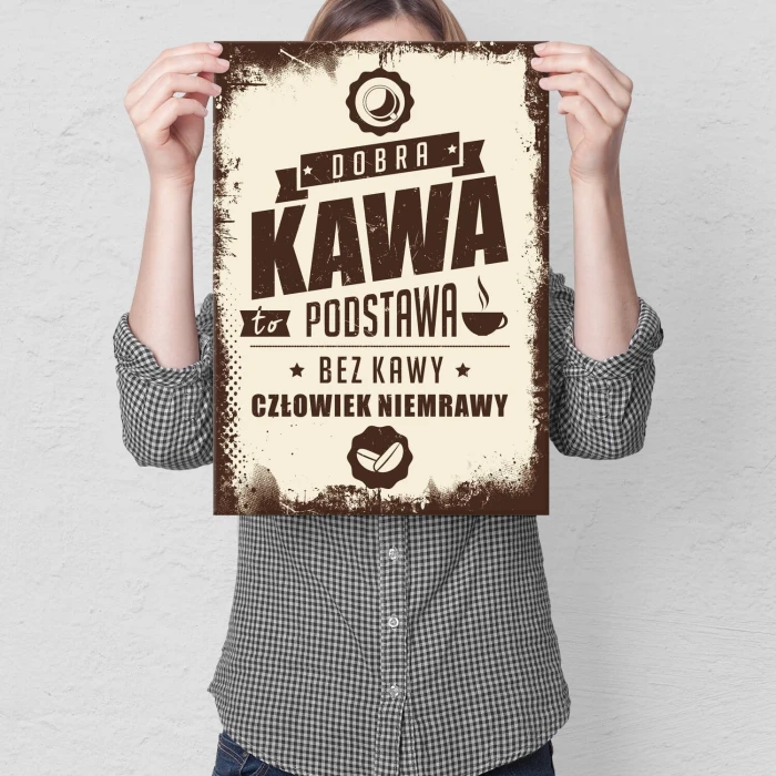 Poster metal kawa podstawa gift
