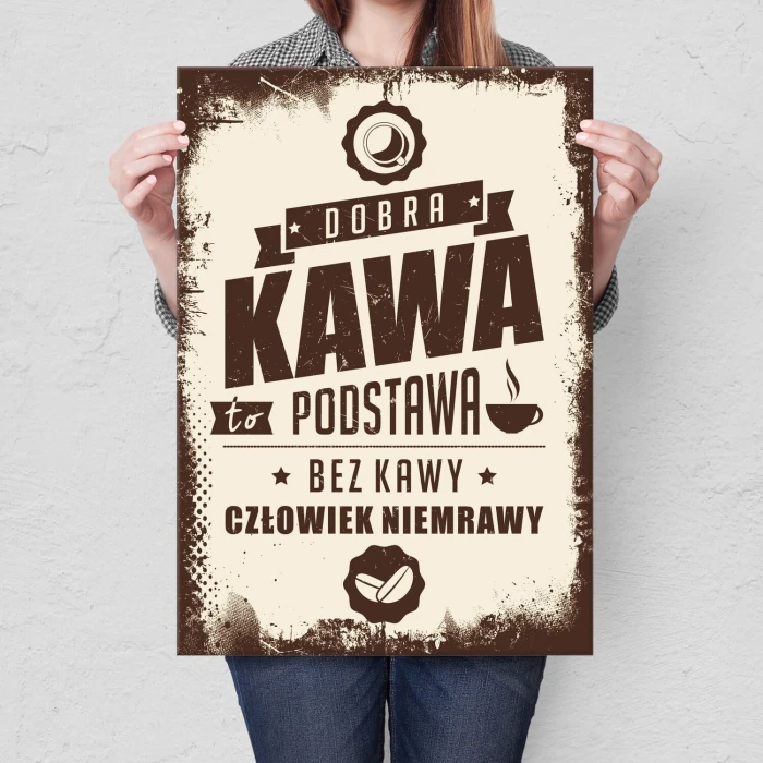 Poster metal kawa podstawa gift