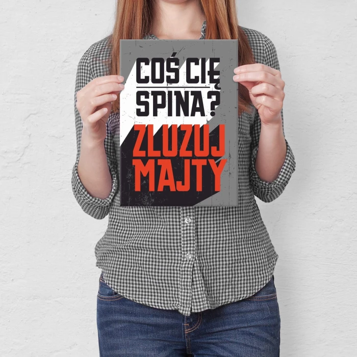 Plakat metalowy zluzuj majty Prezent