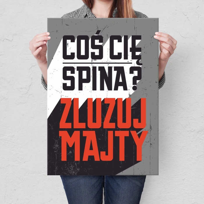 Plakat metalowy zluzuj majty Prezent