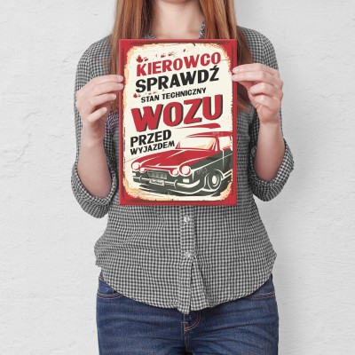 Plakat metalowy Kierowco Prezent