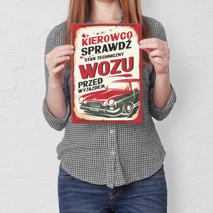 Plakat metalowy Kierowco Prezent