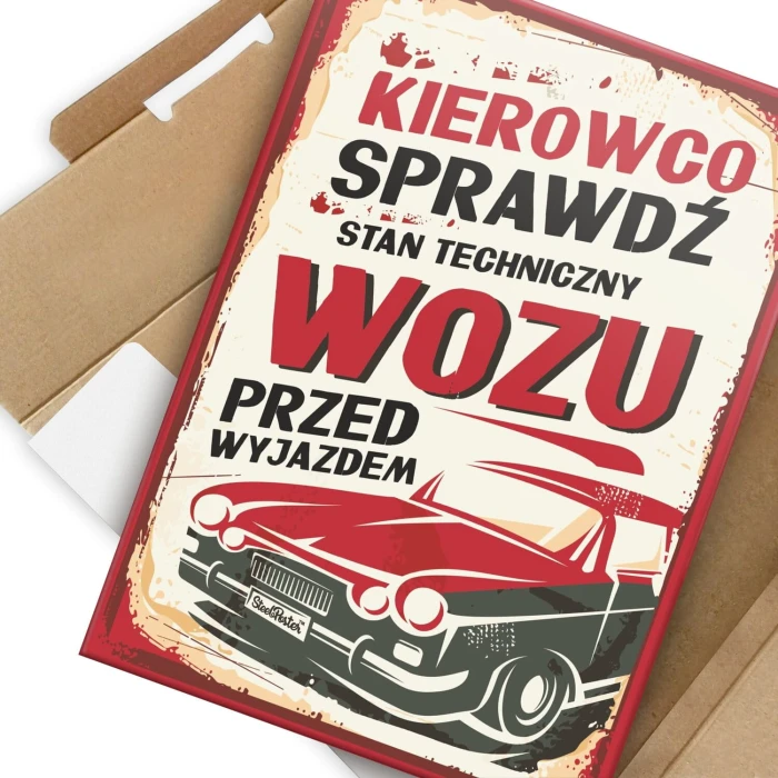 Plakat metalowy Kierowco Prezent