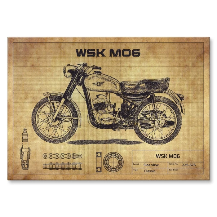 Plakat metalowy WSK M06 drawing Prezent