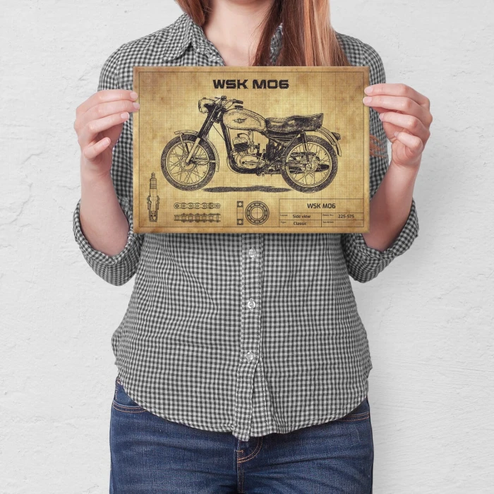 Plakat metalowy WSK M06 drawing Prezent