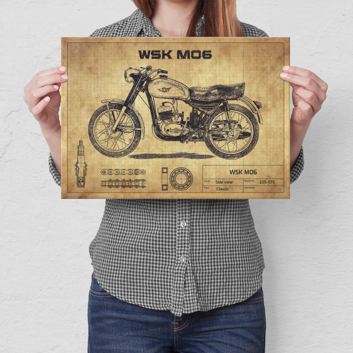 Plakat metalowy WSK M06 drawing Prezent