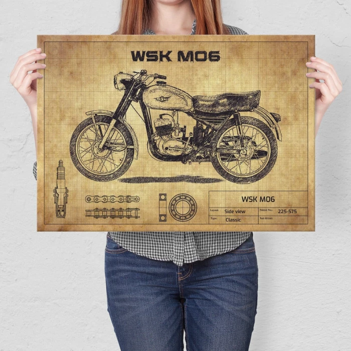 Plakat metalowy WSK M06 drawing Prezent
