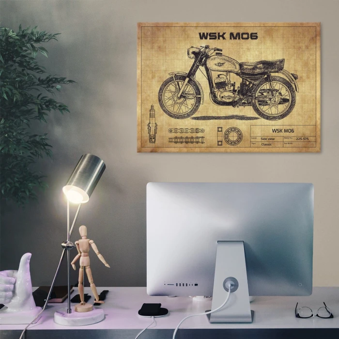 Plakat metalowy WSK M06 drawing Prezent