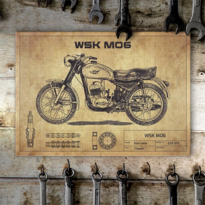 Plakat metalowy WSK M06 drawing Prezent