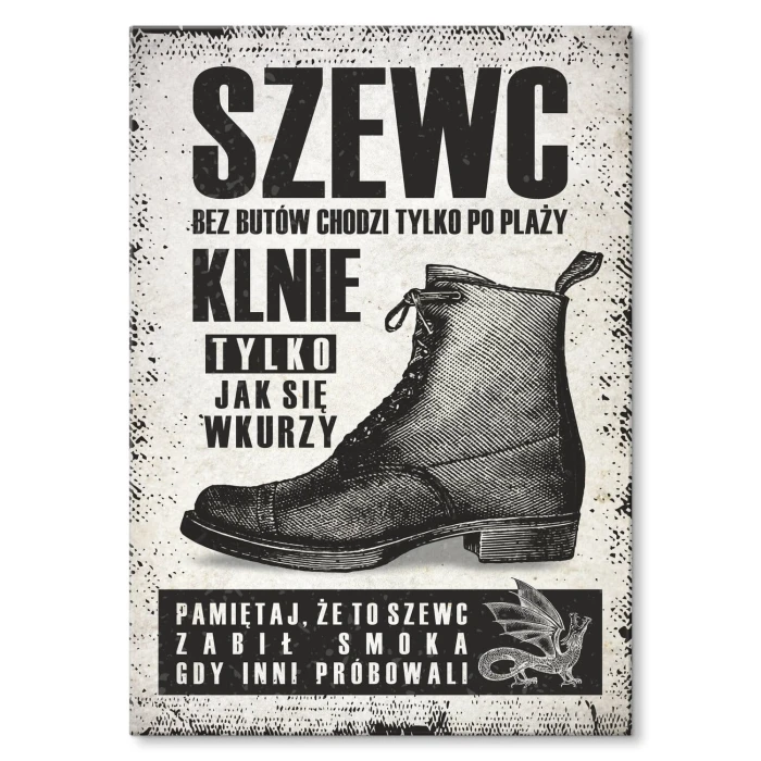 Plakat metalowy Szewc Prezent