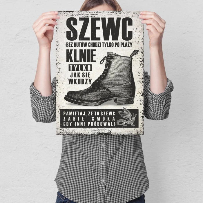 Plakat metalowy Szewc Prezent
