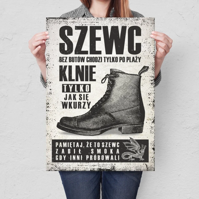 Plakat metalowy Szewc Prezent