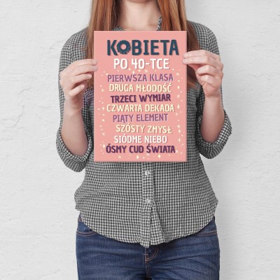 Plakat metalowy kobieta po 40 Prezent