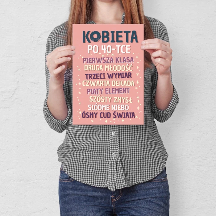 Plakat metalowy kobieta po 40 Prezent