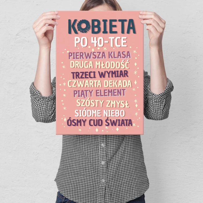 Plakat metalowy kobieta po 40 Prezent