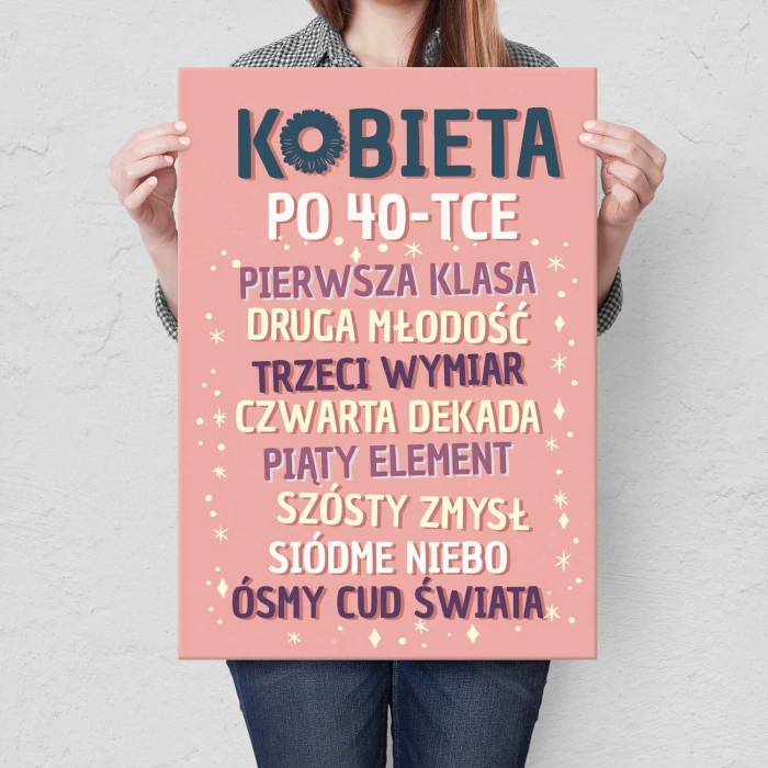 Plakat metalowy kobieta po 40 Prezent