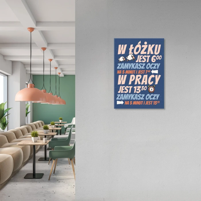 Poster metal w łóżku gift