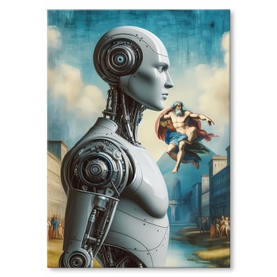 Plakat metalowy Greek robot Prezent