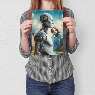 Plakat metalowy Greek robot Prezent