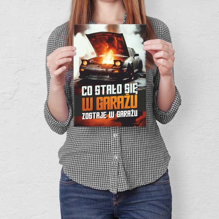 Poster metal co stało się w garażu gift