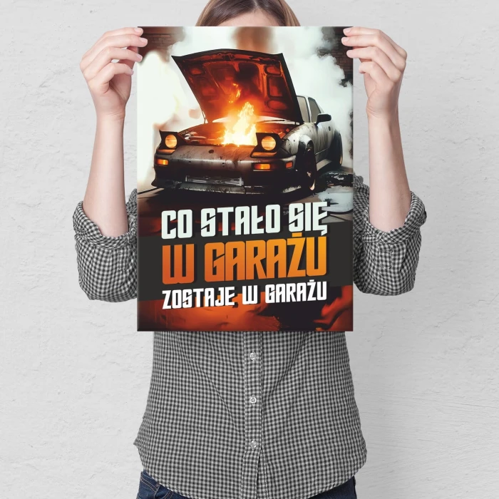 Poster metal co stało się w garażu gift