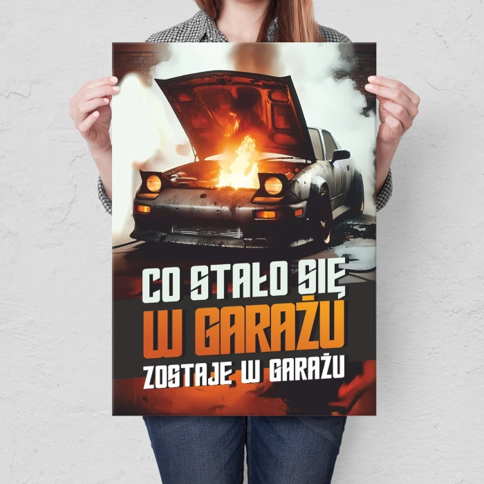 Poster metal co stało się w garażu gift