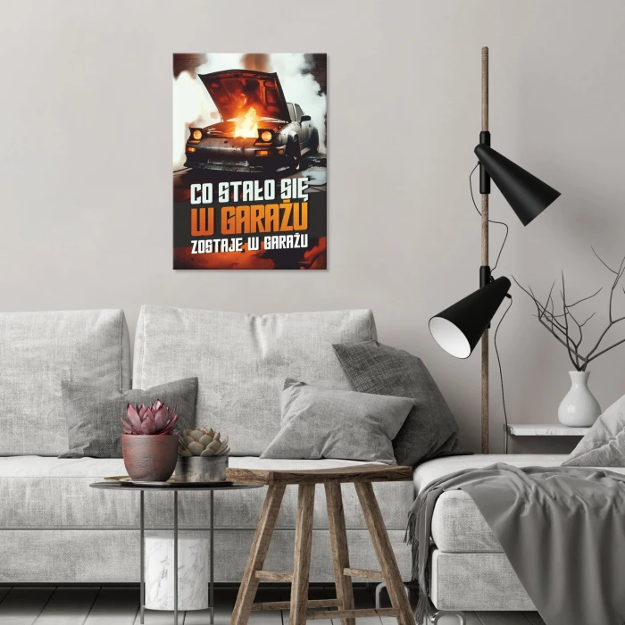 Poster metal co stało się w garażu gift