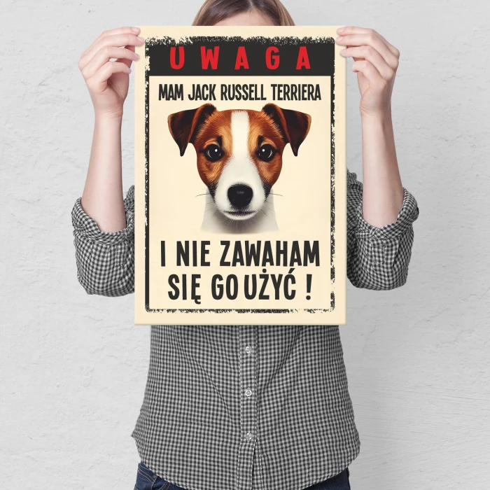 Plakat metalowy uwaga mam JRT Prezent