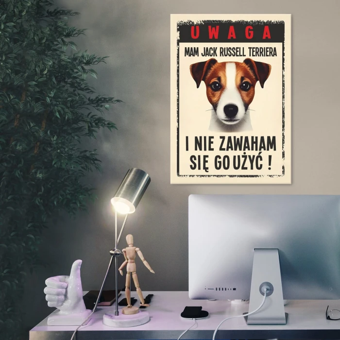 Plakat metalowy uwaga mam JRT Prezent