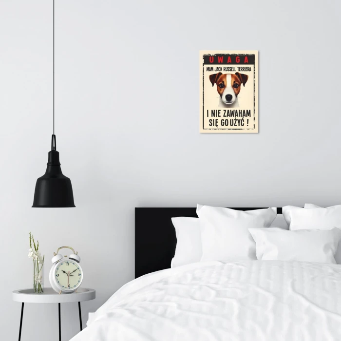 Plakat metalowy uwaga mam JRT Prezent