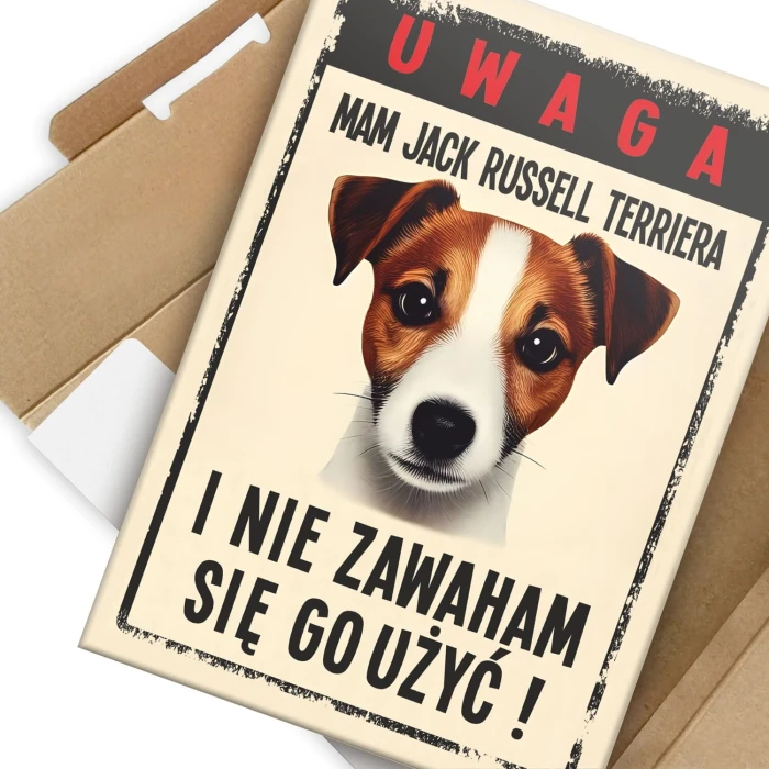 Plakat metalowy uwaga mam JRT Prezent